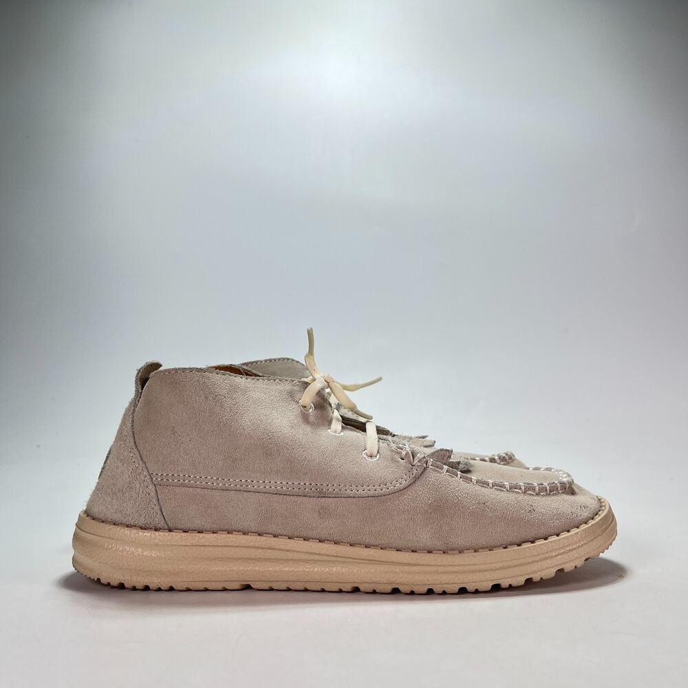 HEYDUDE Wendy Mid Elevated Ivory Suede Casual Mid Top Chukka Shoes Womens Size 9